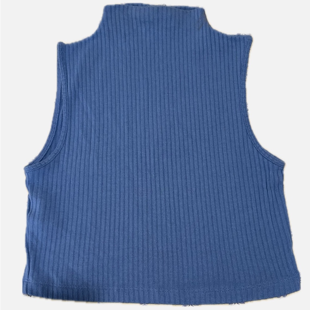 Mango Blue Ribbed Crop Top - Picture 4 of 4